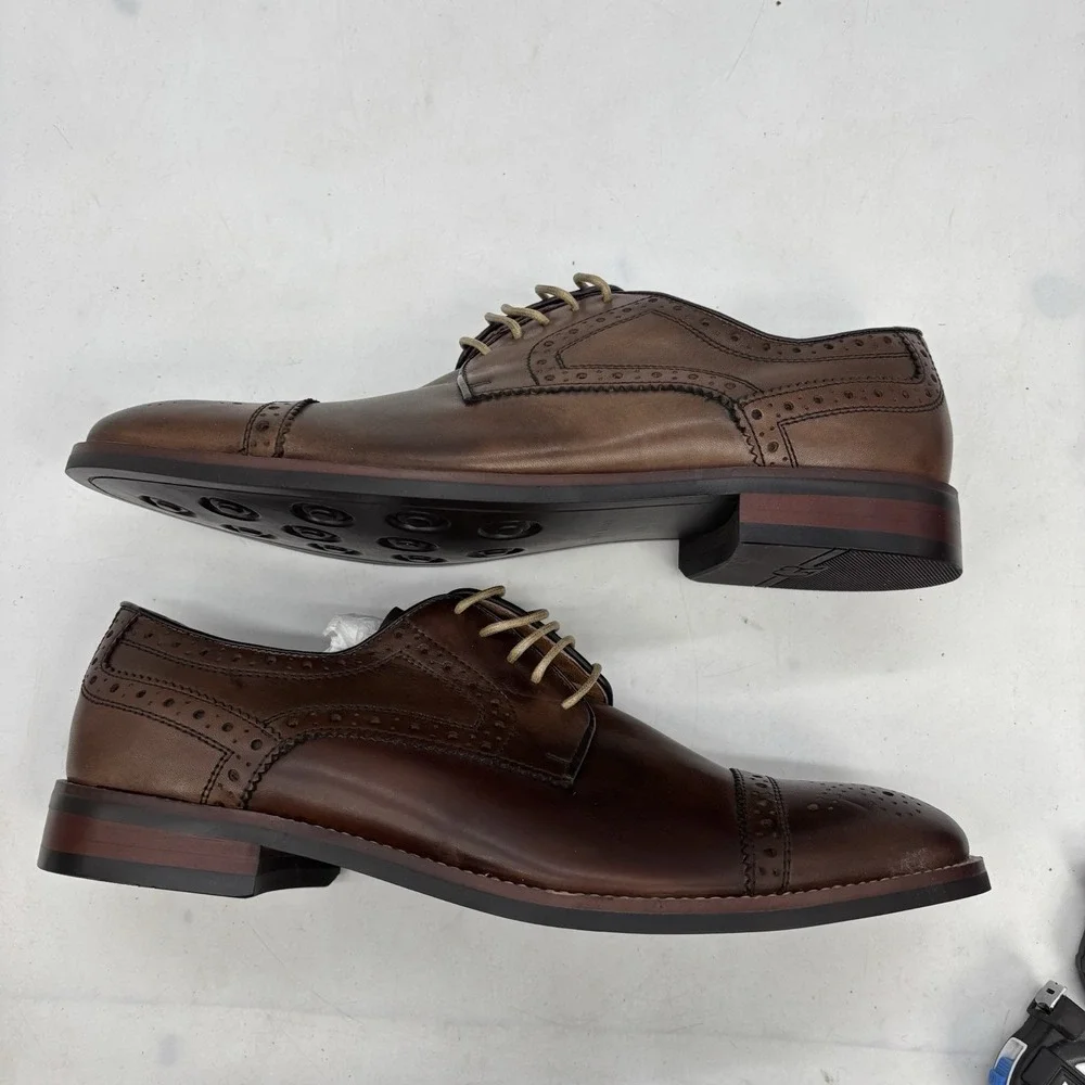 Gordon Rush Medallion Dress Shoes Mens 8.5 Whitaker Derby Full Brogue Cap Toe